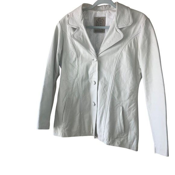 Razo Vintage Womens Jacket Size Large Cream Leather Pockets Casual Mexico - Picture 11 of 16